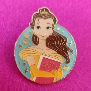 Loungefly Belle Enamel Brooch in Pink, Turquoise & Gold